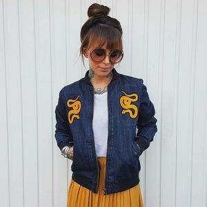 NWOT Denim Bomber Jacket